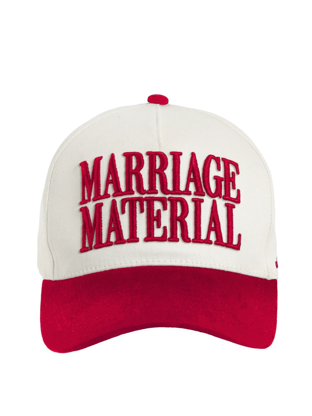 'Marriage Material' White and Red Embroidered Trucker Hat